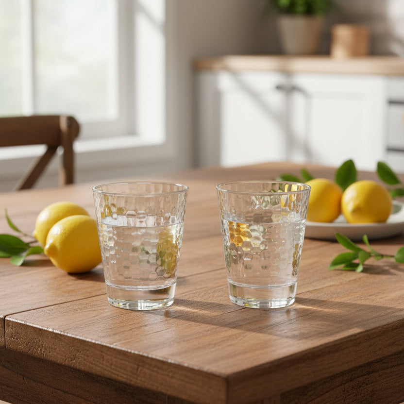 Faceted Crystal-Style Drinking Glass Set (6-Piece - 255ml)