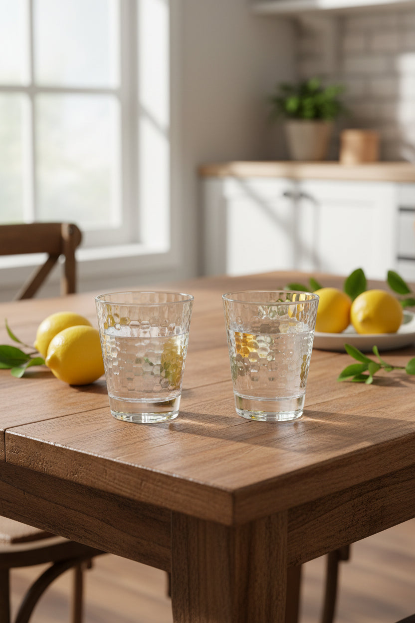 Faceted Crystal-Style Drinking Glass Set (6-Piece - 255ml)