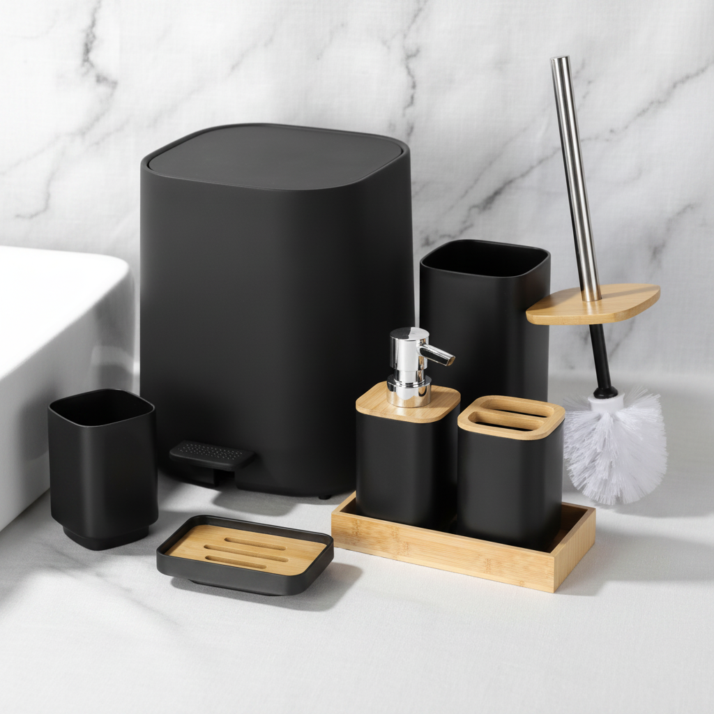 Black Bathroom Storage Set