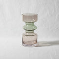 Artisanal Green & Amber Two-Tone Glass Floral Vase