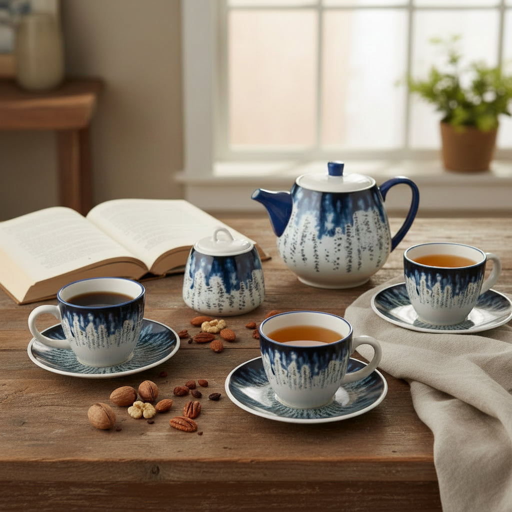 Radiant Sunray Porcelain Tea Set (16-Piece)