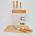 Tessie & Jessie White Knife Set W/Cutting Board