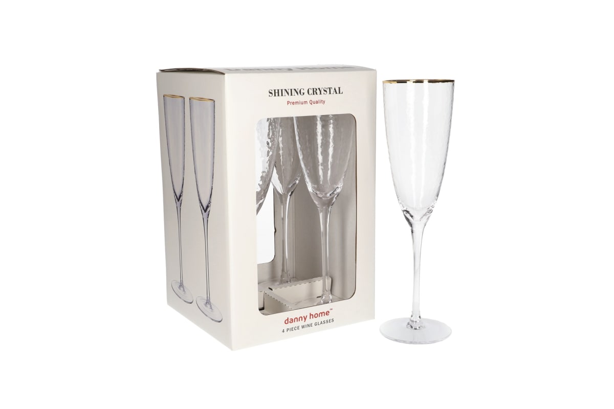 Opulent Shining Crystal 4-Piece Sherbet & Champagne Glass Set (26cm)