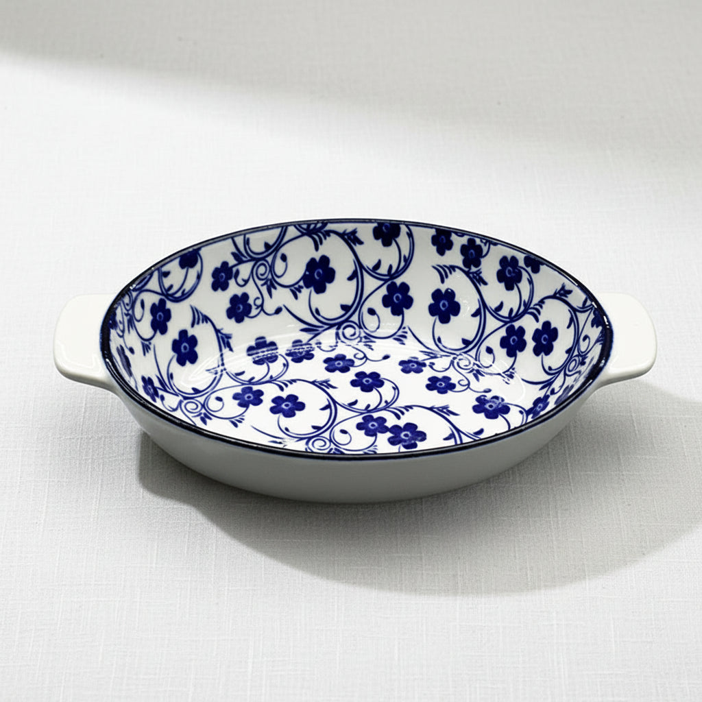 Aura Garden Poreclain Oval Tajine 27.5cm