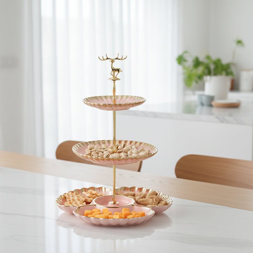 The Minimalist Afternoon Pavilion (Porcelain 3-Tier Serving Stand Pink)