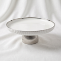 The Strata Minimalist 12" Ceramic High-Foot Striped Plate