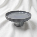 The Slate Horizon 10" Ceramic Elevated Striped Plate (Grey/Silver Rim)