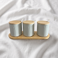 The La Maya Minimalist 3-Piece Light Grey Spice Set with Tray