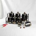 Black Porcelain Spice Set With Holder 7Pcs