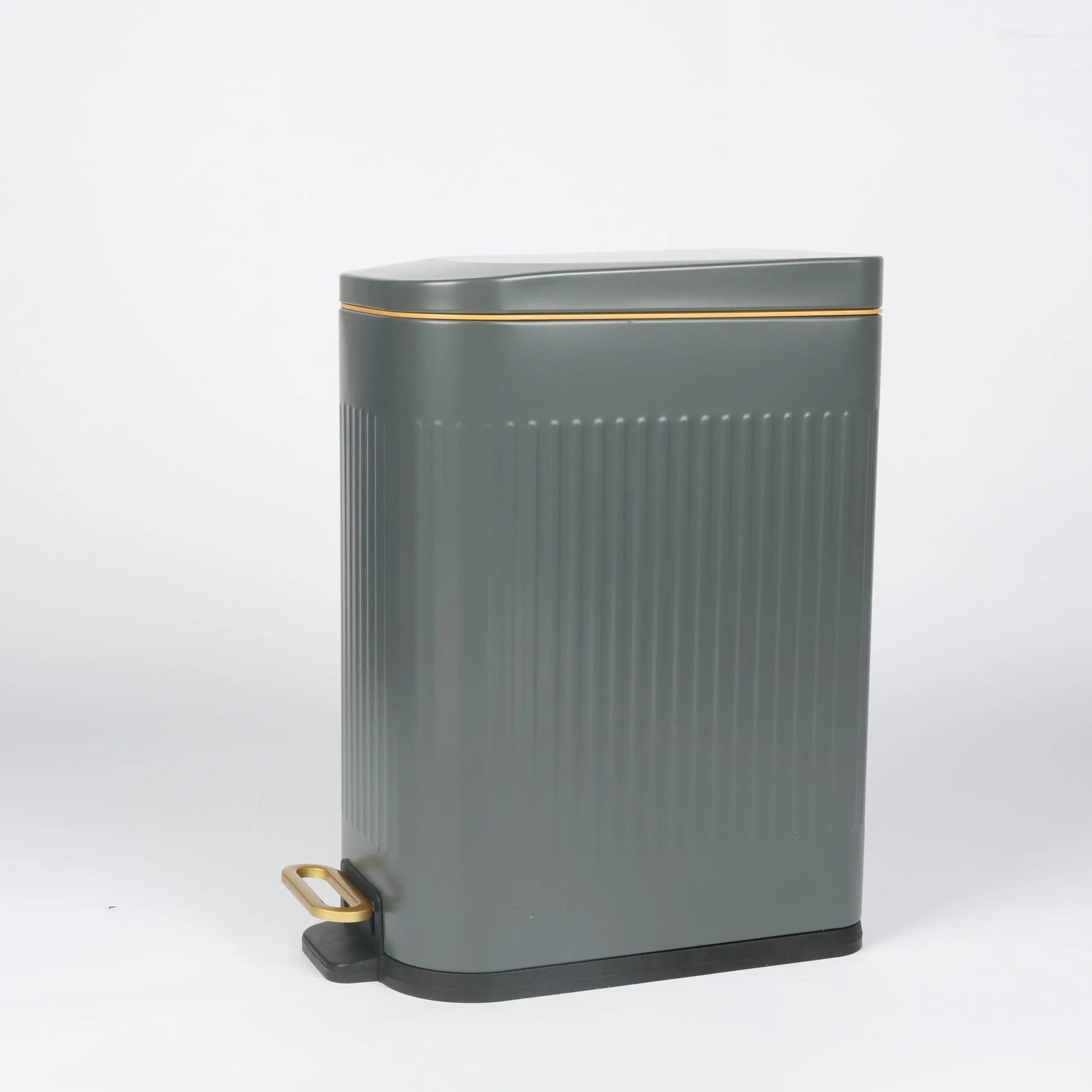 Square Grey 15L Trash Bin with Yellow Lining