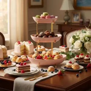 The Minimalist Hospitality Pavilion (3-Tier Pink Stainless Serving Tray)