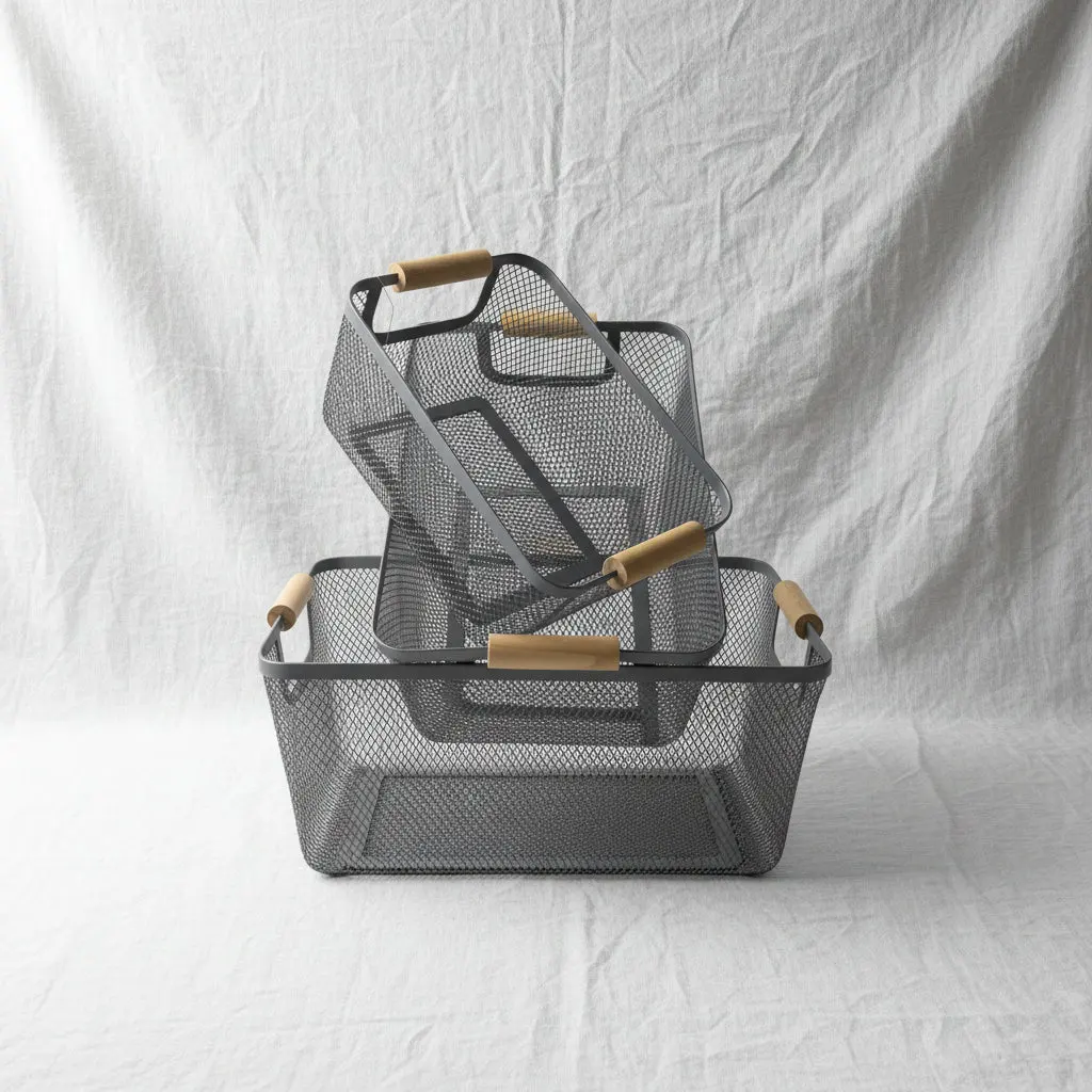 Wire bathroom basket set