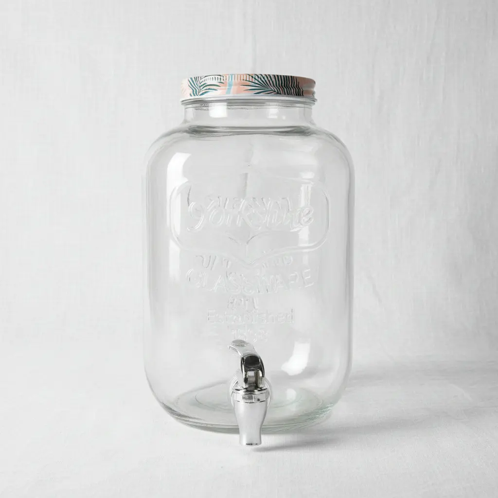 Glass Beverage Dispenser with Stainless Steel Lid (5L)