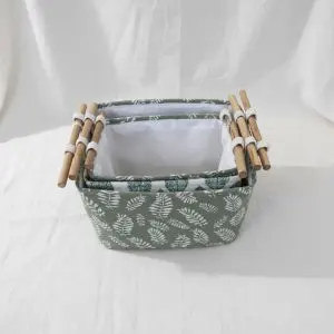 The Horizon Minimalist Coastal Vault (Set of 3 Blue Storage Baskets W/Wooden Handle)