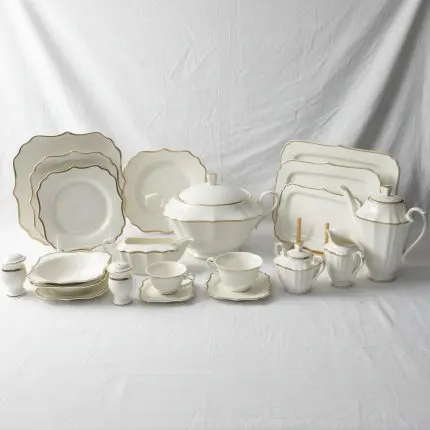 Square Gold Dinner Set (126-Piece)