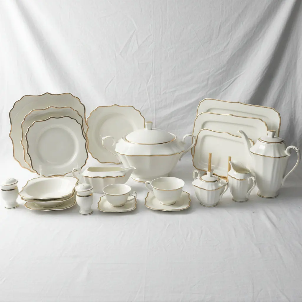 Square Gold Dinner Set (126-Piece)
