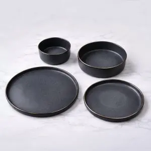 Ultra-Modern Reactive 8 Dark Gray 24-Piece Porcelain Dinner Set