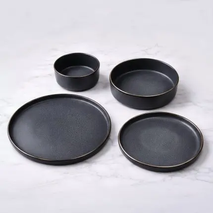 Ultra-Modern Reactive 8 Dark Gray 24-Piece Porcelain Dinner Set