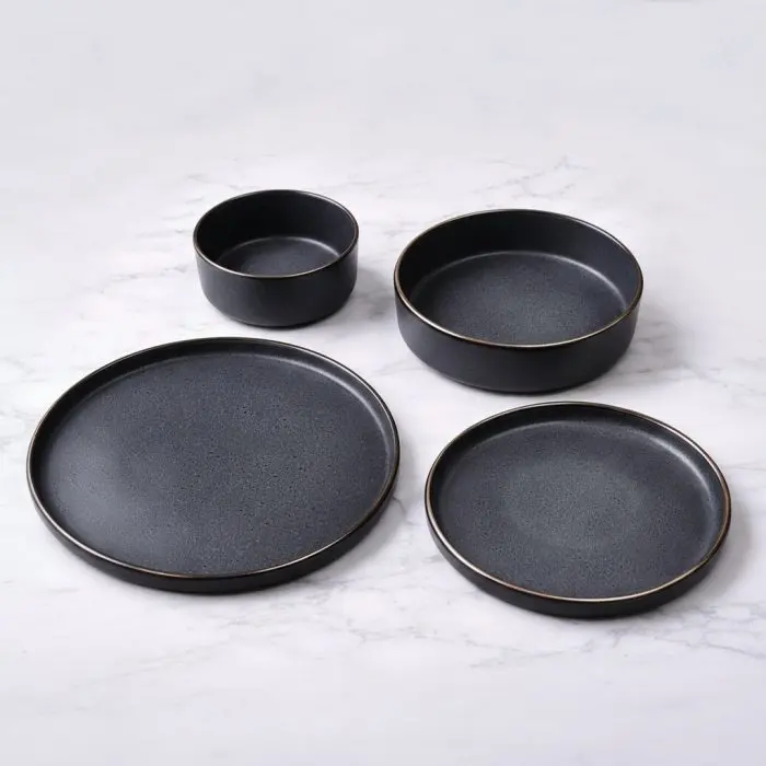 Ultra-Modern Reactive 8 Dark Gray 24-Piece Porcelain Dinner Set