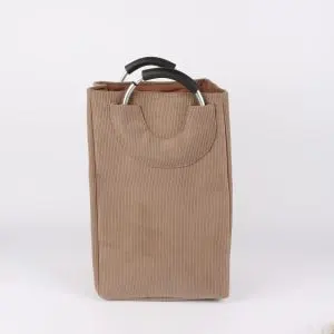 Textured Storage Basket W/Metal Handle