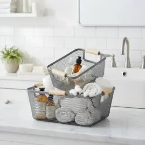 Wire bathroom basket set