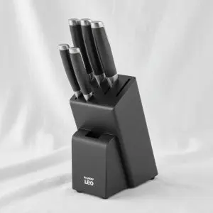 The Graphite 6-Piece Precision Knife Block Set with Black Rubberwood Storage