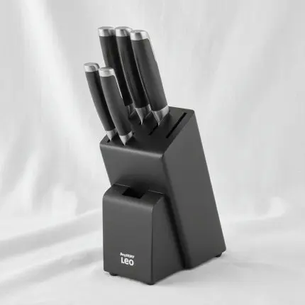 The Graphite 6-Piece Precision Knife Block Set with Black Rubberwood Storage