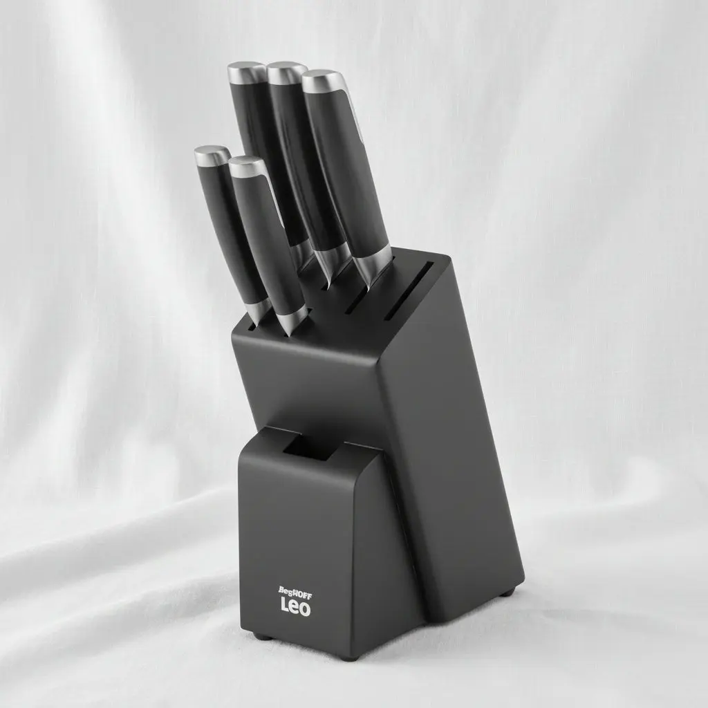 The Graphite 6-Piece Precision Knife Block Set with Black Rubberwood Storage