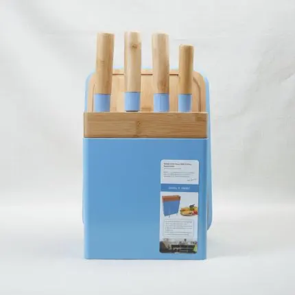 Tessie & Jessie Blue Knife Set with Cutting Board