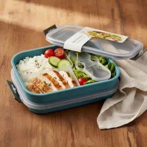 Multi-Compartment Plastic Lunch Box (Blue)