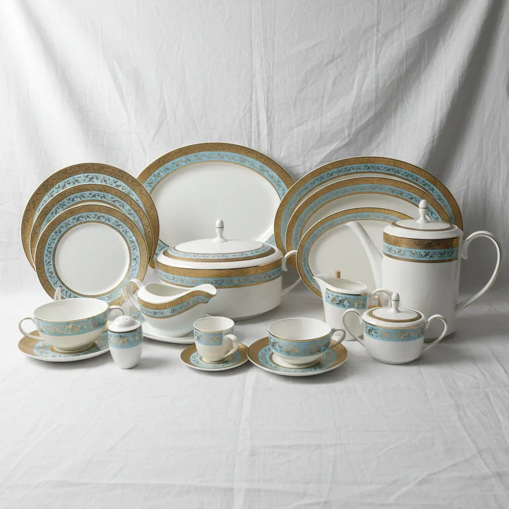 The Heritage Minimalist Banquet Suite (Ancient 128-Piece Bangladesh Dinner Set)