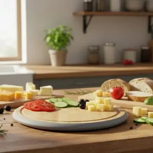 The Azure Minimalist 26cm Circular Wooden Culinary Board