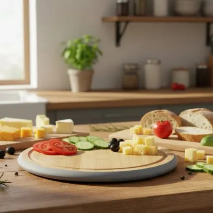 The Azure Minimalist 26cm Circular Wooden Culinary Board