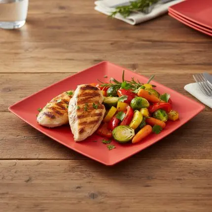 Zahraa Red Squared Dessert Plate (20cm)