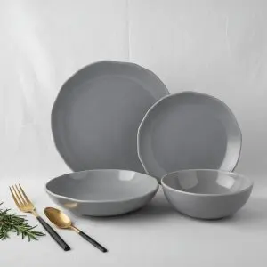 Sophisticated Mix 15 Gray 24-Piece Porcelain Dinner Set