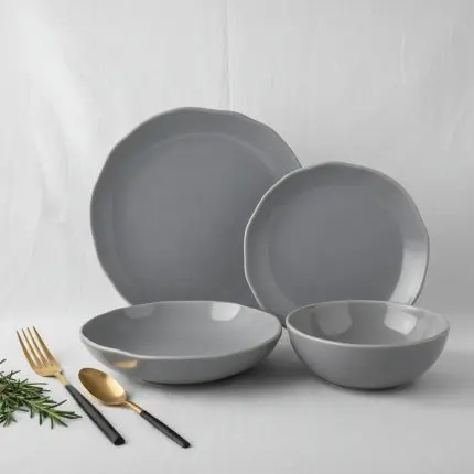 Sophisticated Mix 15 Gray 24-Piece Porcelain Dinner Set
