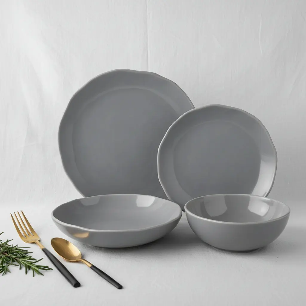 Sophisticated Mix 15 Gray 24-Piece Porcelain Dinner Set