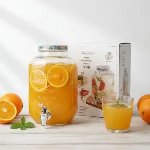 Sleek Glass Beverage Dispenser with Wide Opening (5L)
