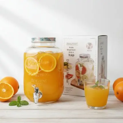 Sleek Glass Beverage Dispenser with Wide Opening (5L)
