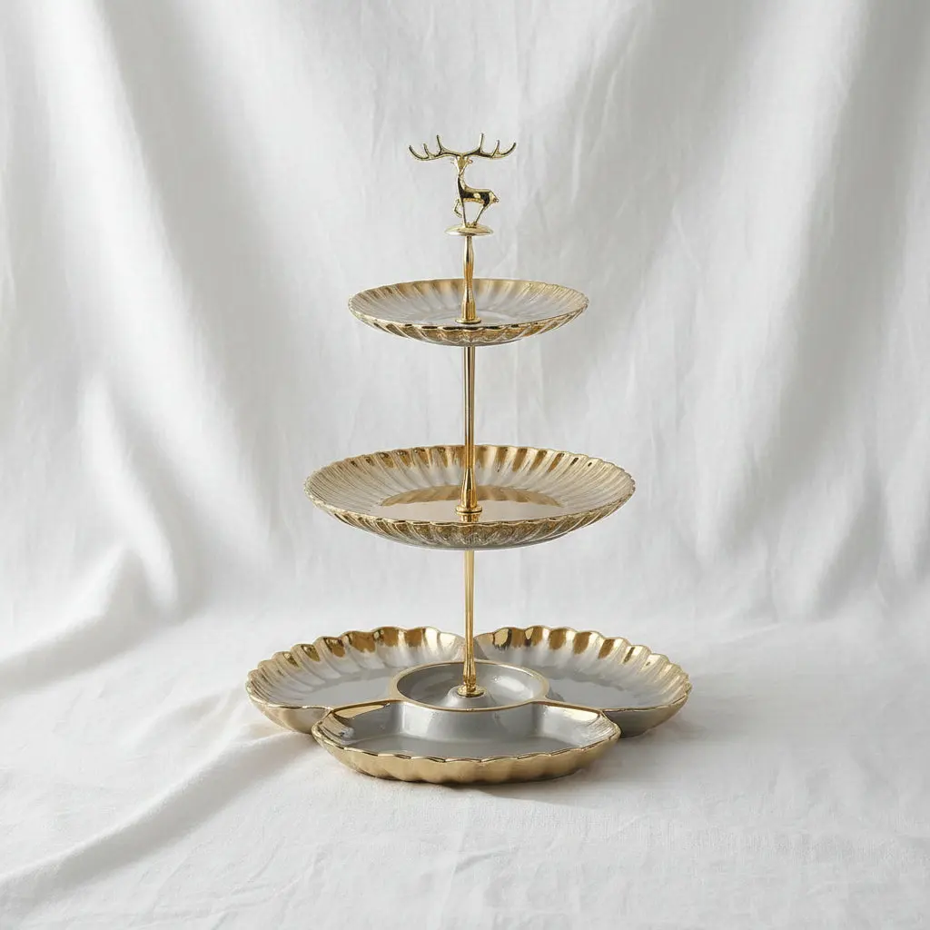 The Minimalist Afternoon Pavilion (Porcelain 3-Tier Serving Stand Gray)