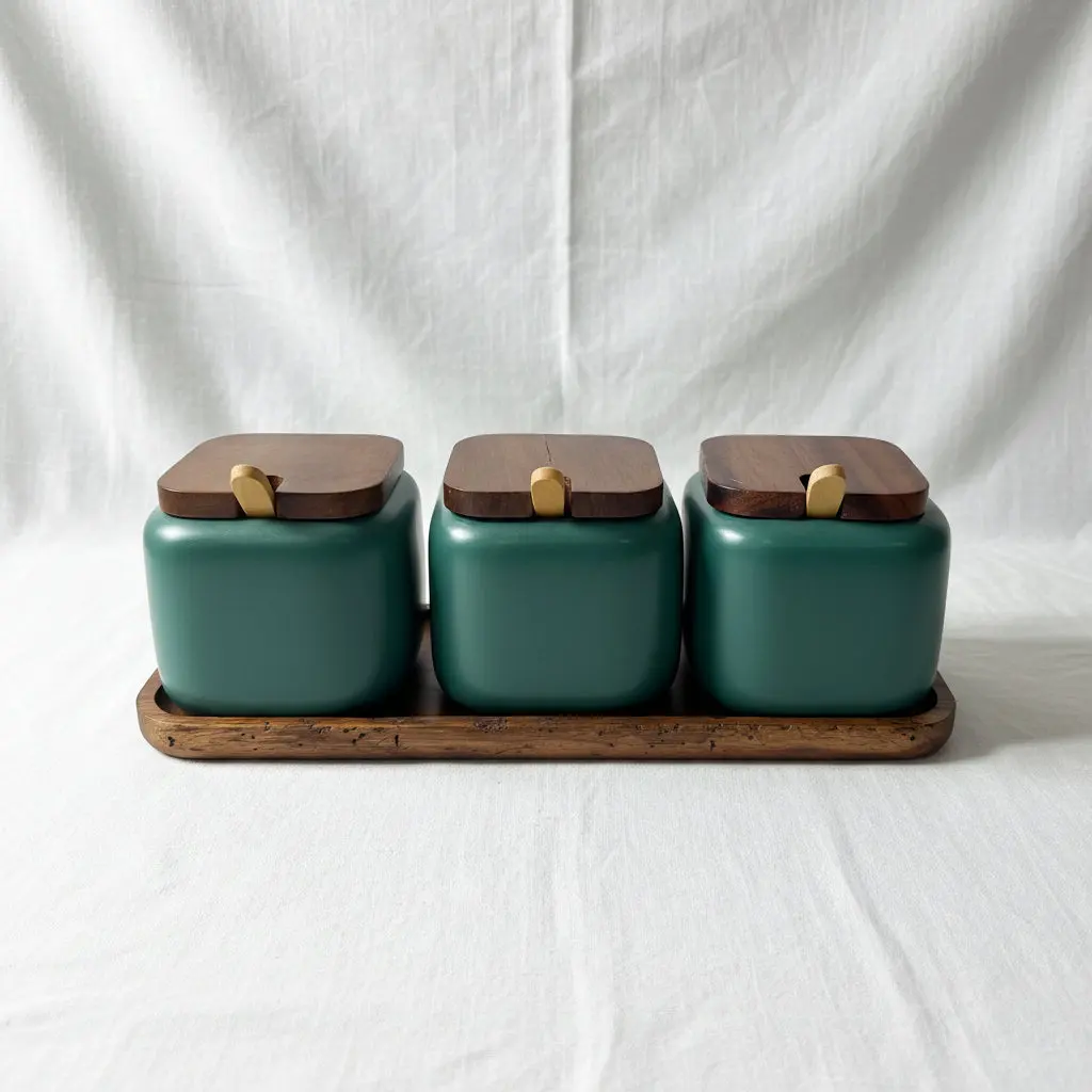 The La Maya Grey 3-Piece Spice Set with Tray