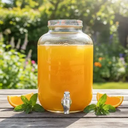 Glass Beverage Dispenser with Stainless Steel Lid (5L)