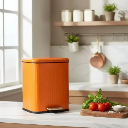 Square Orange 13L Trash Bin
