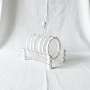 Plastic Plate Set with Stand (Grey/White/Beige Mix - 14x20cm)