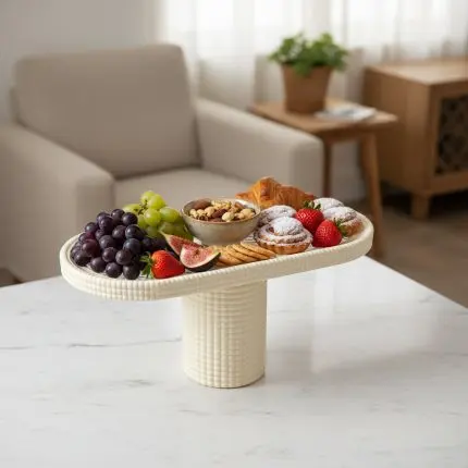 Contemporary Neutral Plastic Rectangular Cake & Pastry Stand (30x14cm)