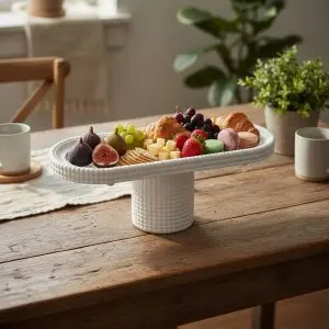 Contemporary Neutral Plastic Rectangular Cake & Pastry Stand (35x14cm)