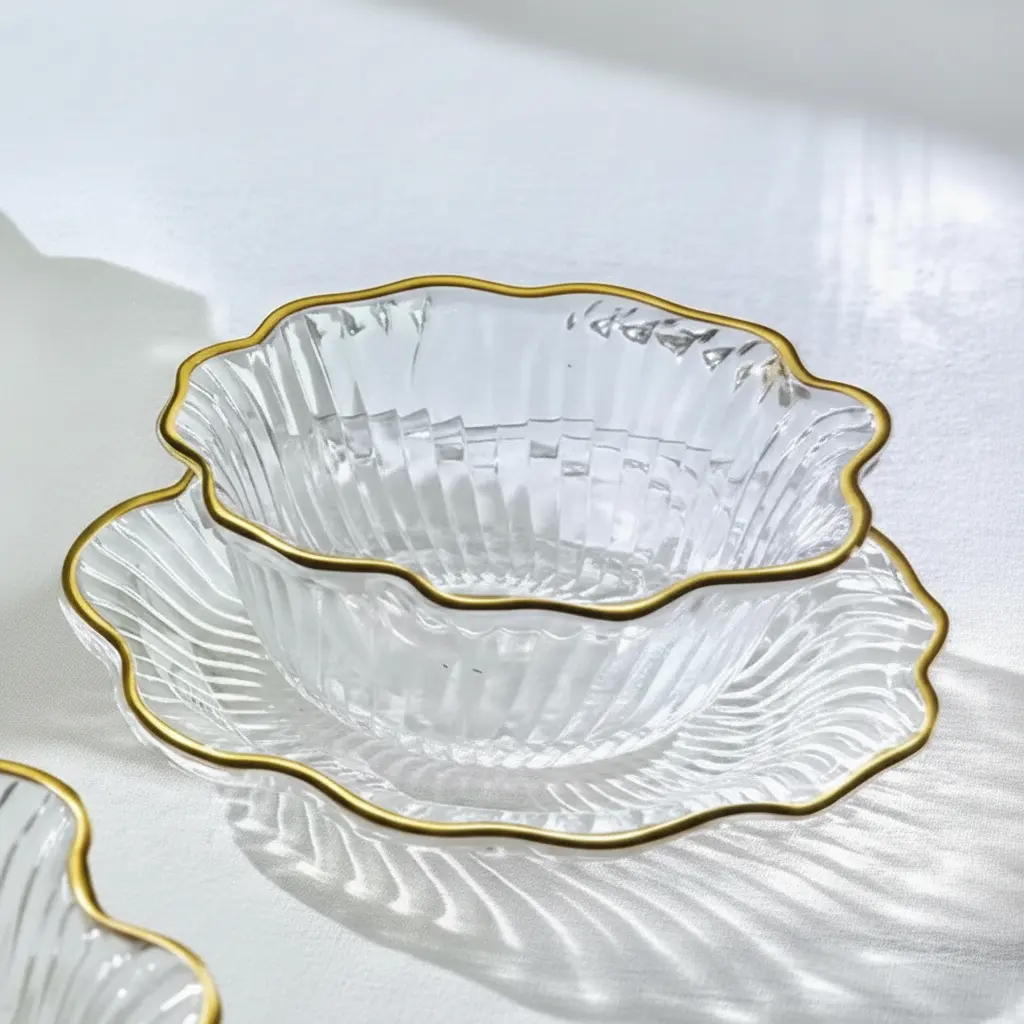 The Minimalist Hospitality Pavilion (Gold Trim Soup Bowl W/Plate Set of 6 Pcs)