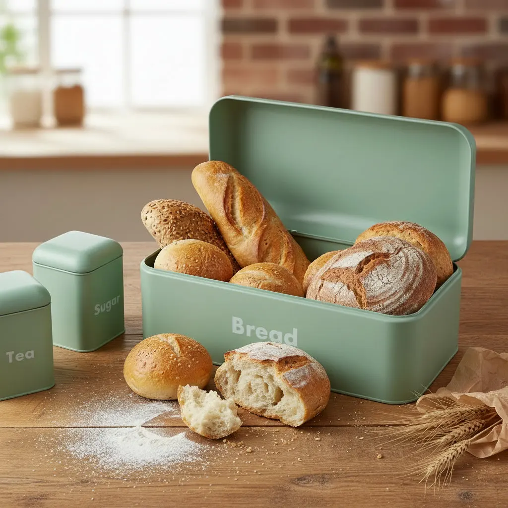Sleek Juvale Stainless Steel Bread Box & Canister Set