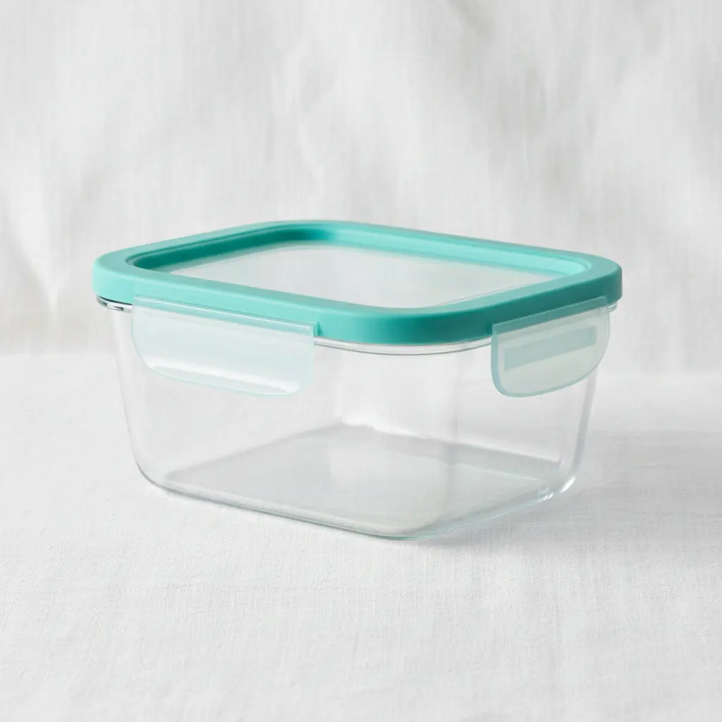 Borosilicate Square Glass Food Container (500ml - Teal Edition)