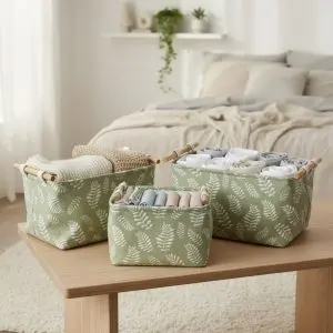 Contemporary Pattern Printed Fabric Storage Basket